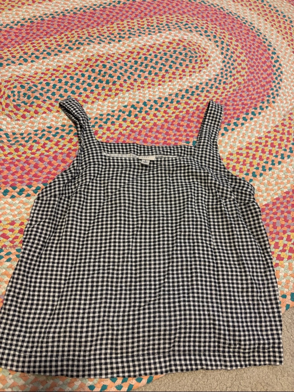 A New day Black & White Gingham Square Neck Tank